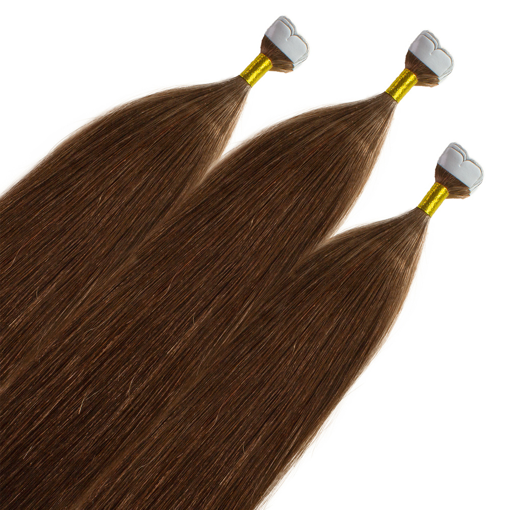 hair2heart Extensions adhesives Mini Tape Premium cheveux naturels #8 Marron clair extensions