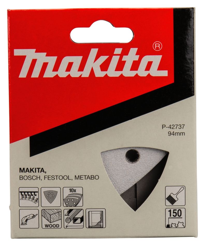 Akcesoria Makita P-42737 Papier ścierny 94x94 mm Ziarnistość 150 BIAŁY 10 szt.