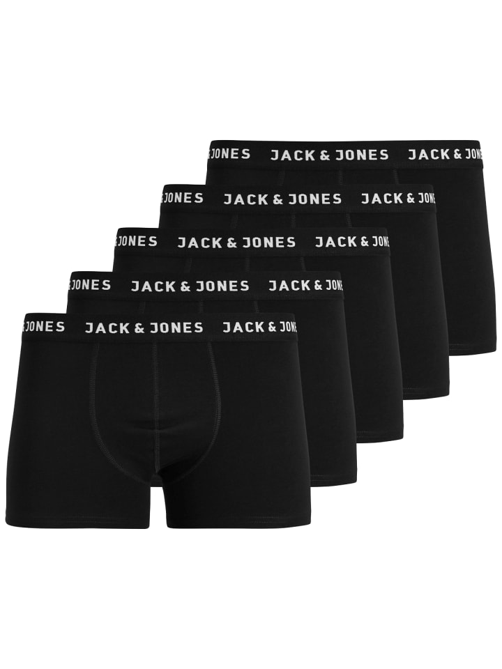 Jack & Jones Set 5er Pack Trunks Boxershorts Stretch Unterhose in Schwarz günstig kaufen