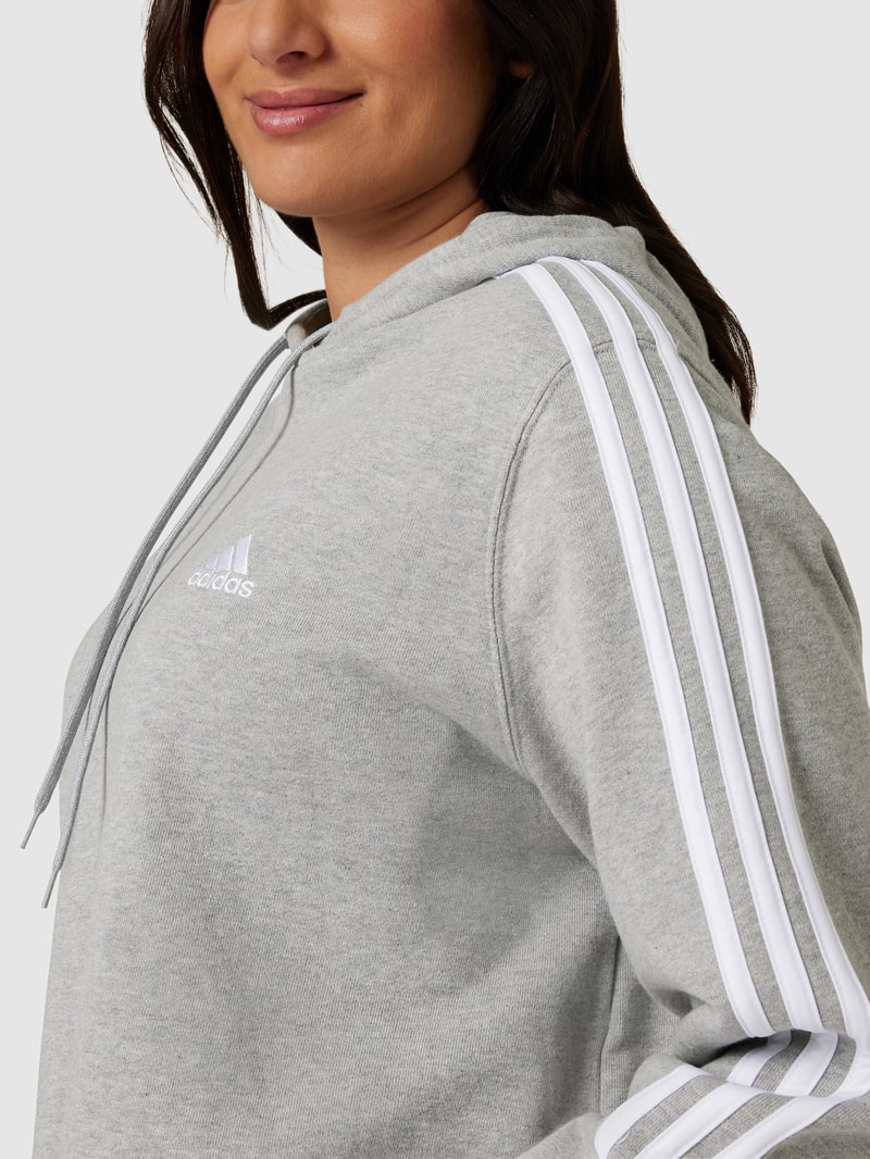 PLUS SIZE cropped Hoodie mit Label-Detail in mittelgrau meliert