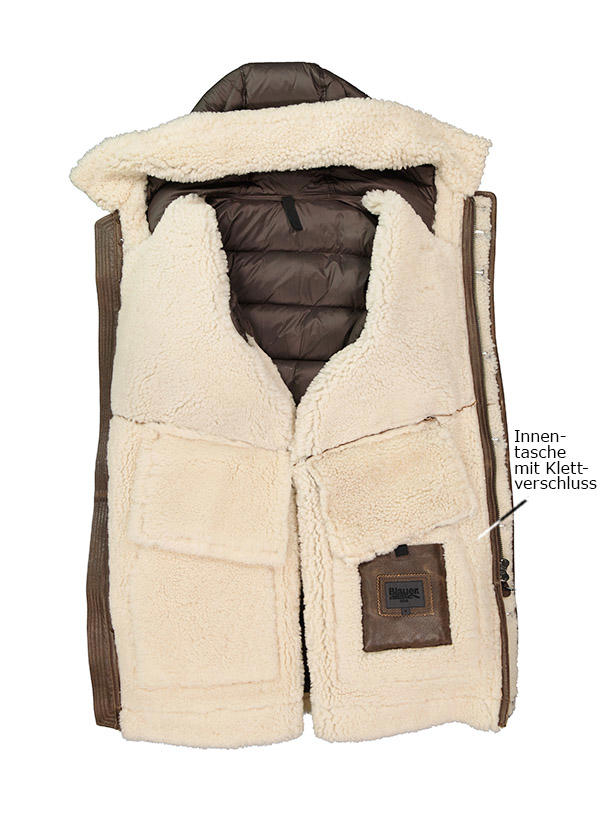 Blauer. USA, Lammfelljacke, Daunen gefüttert, dunkelbraun