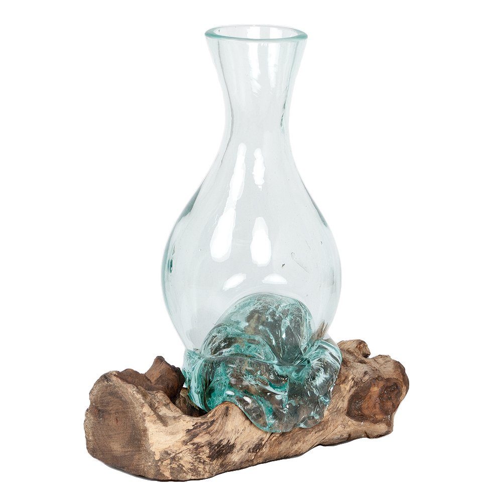 LebensWohnArt Dekovase Teak Blumenvase DROP-B ca. H45cm