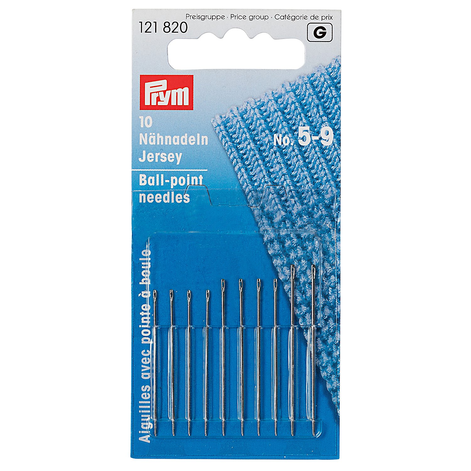 Prym Jersey-Nähnadeln, Stärke: 0,6 – 0,8 mm, Länge: 35 – 40 mm, Inhalt: 10 Stück