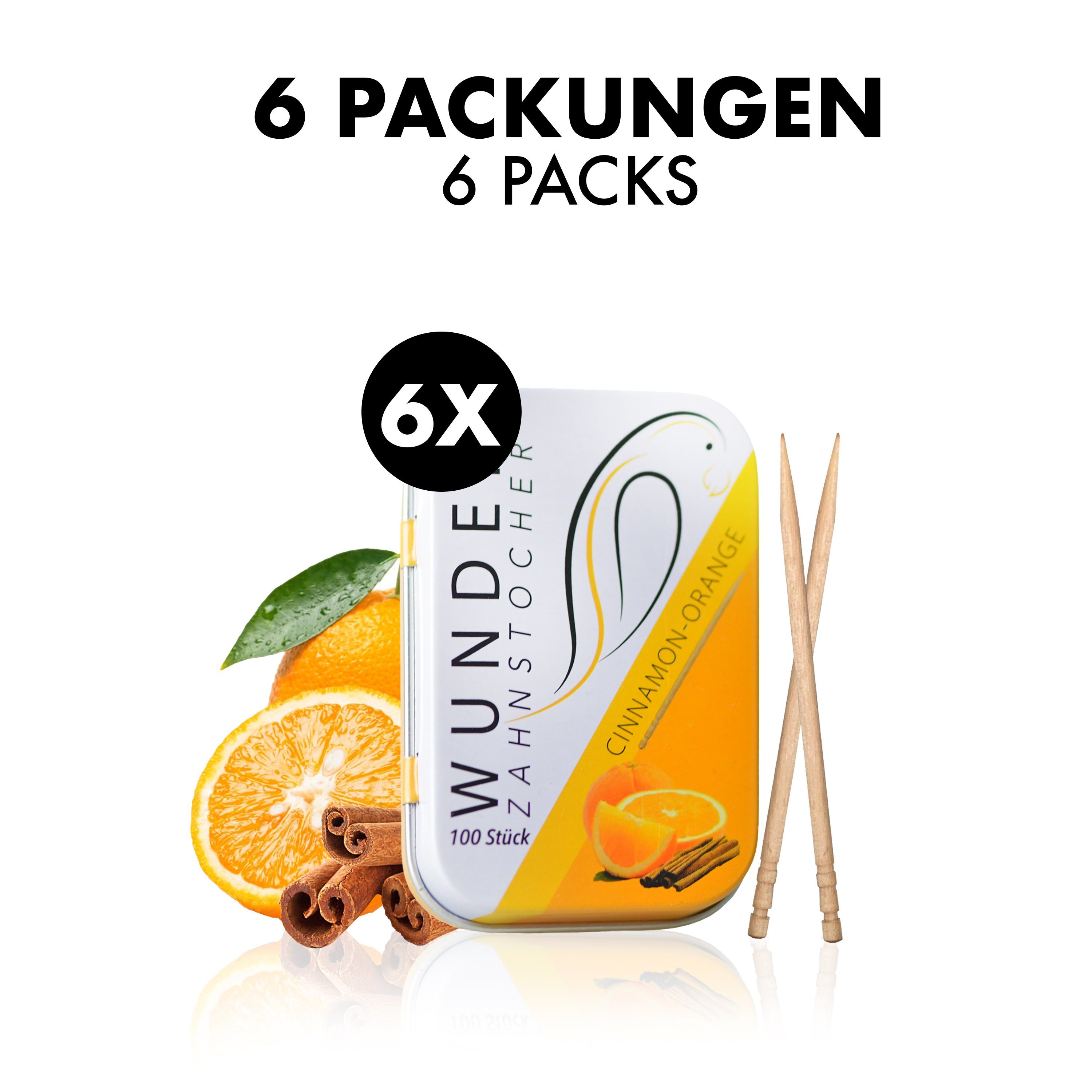 Wunder Zahnstocher Mundpflegecenter Wunder Zahnstocher Display 6er Pack Zimt Orange DS