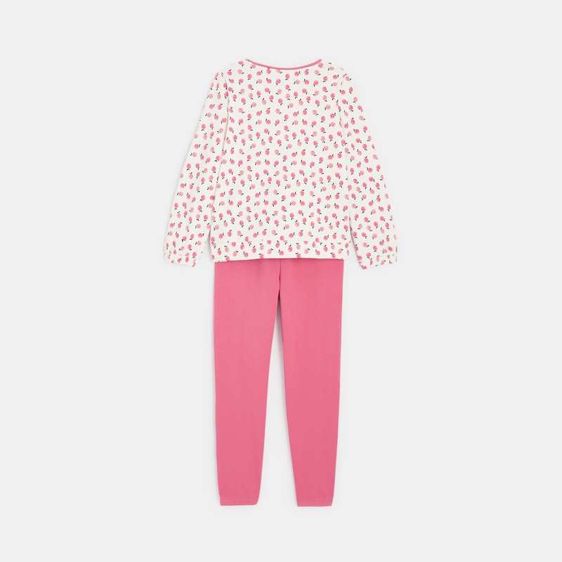 Pyjama 2 pièces en molleton léger rose fille