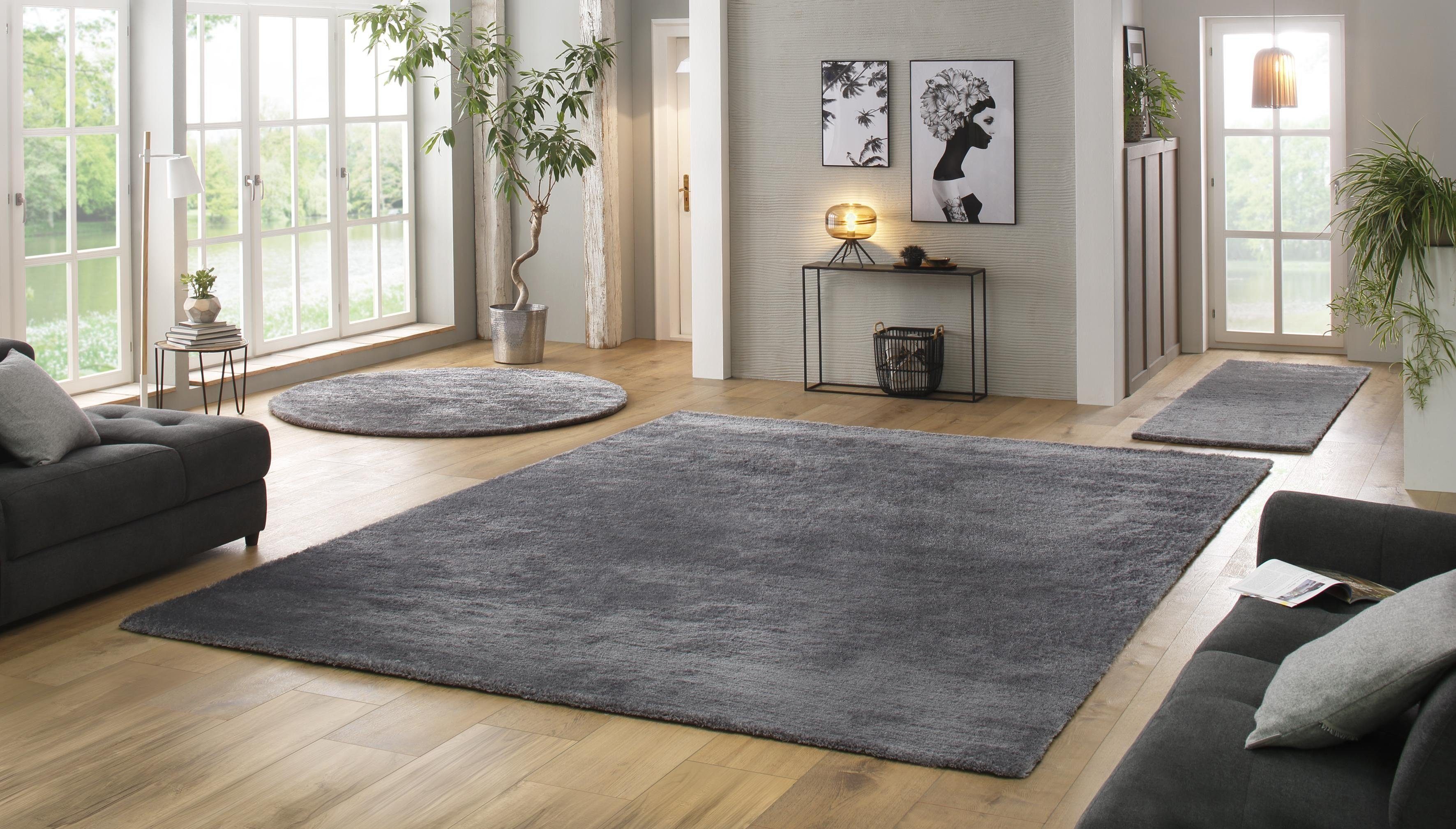 Hochflor-Teppich Dana Teppich, Bruno Banani, rechteckig, Höhe: 30 mm, uni, weich, Mikrofaser Teppiche, Wohnzimmer, Schlafzimmer, Esszimmer