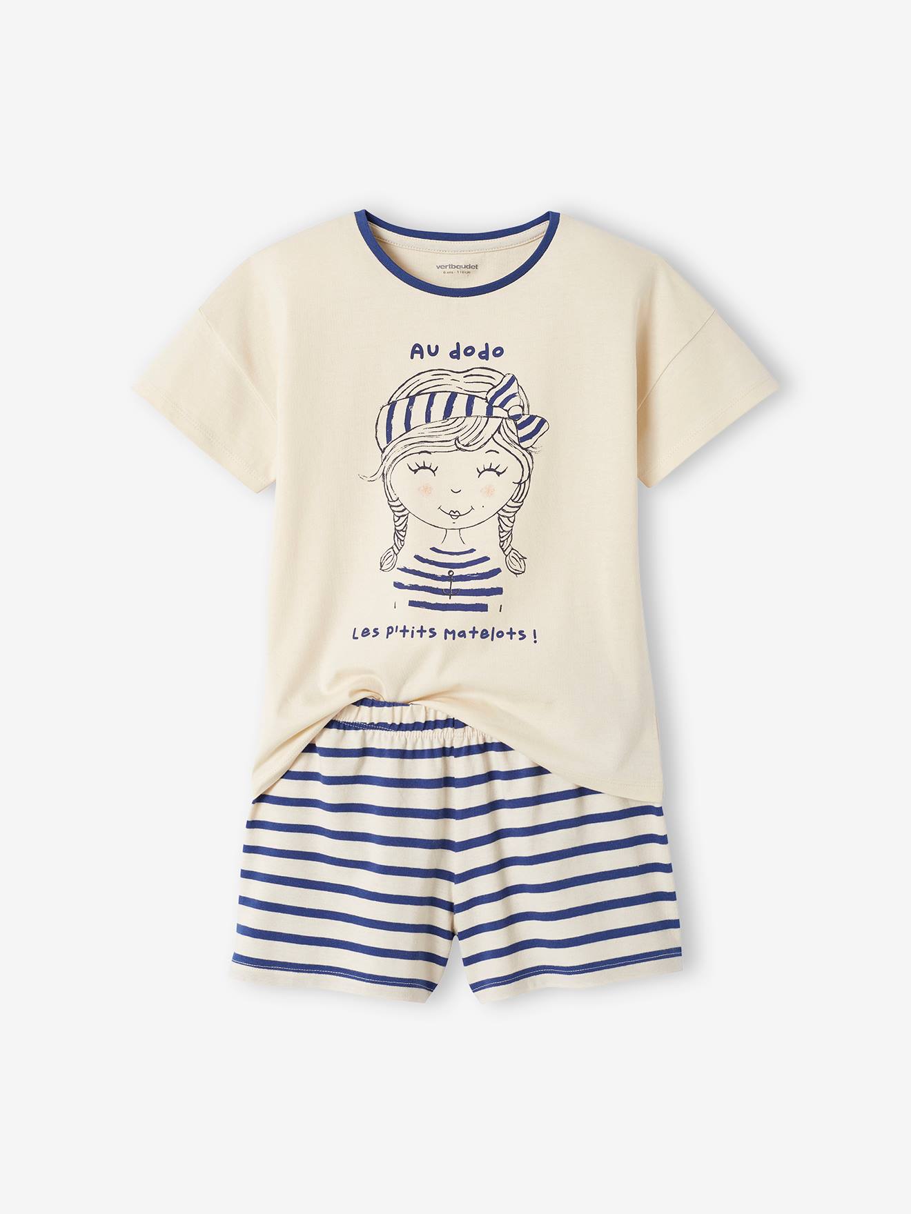 Pyjashort fille capsule nuit famille marin écru