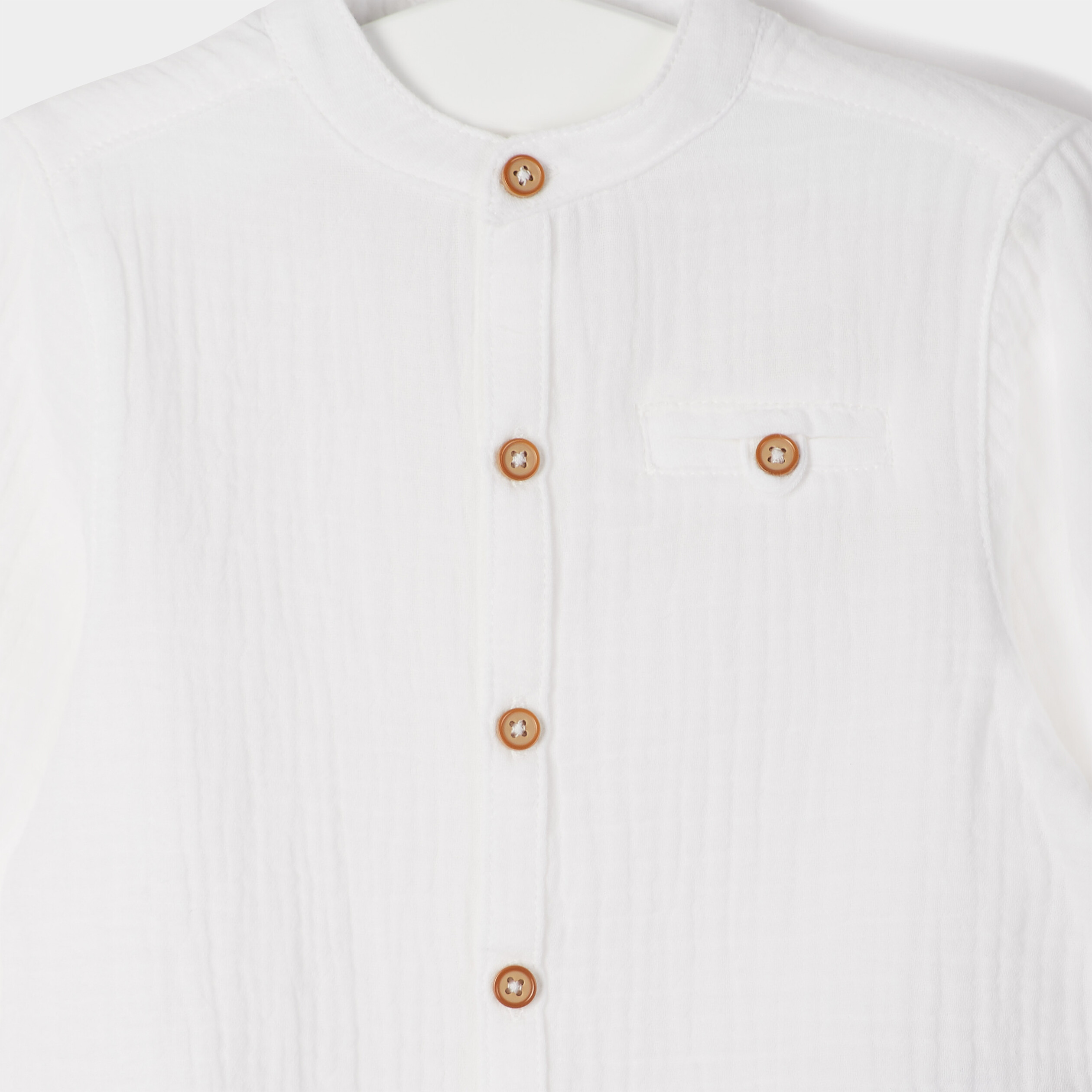 Chemise manches longues col mao blanc bébé garçon | La Halle
