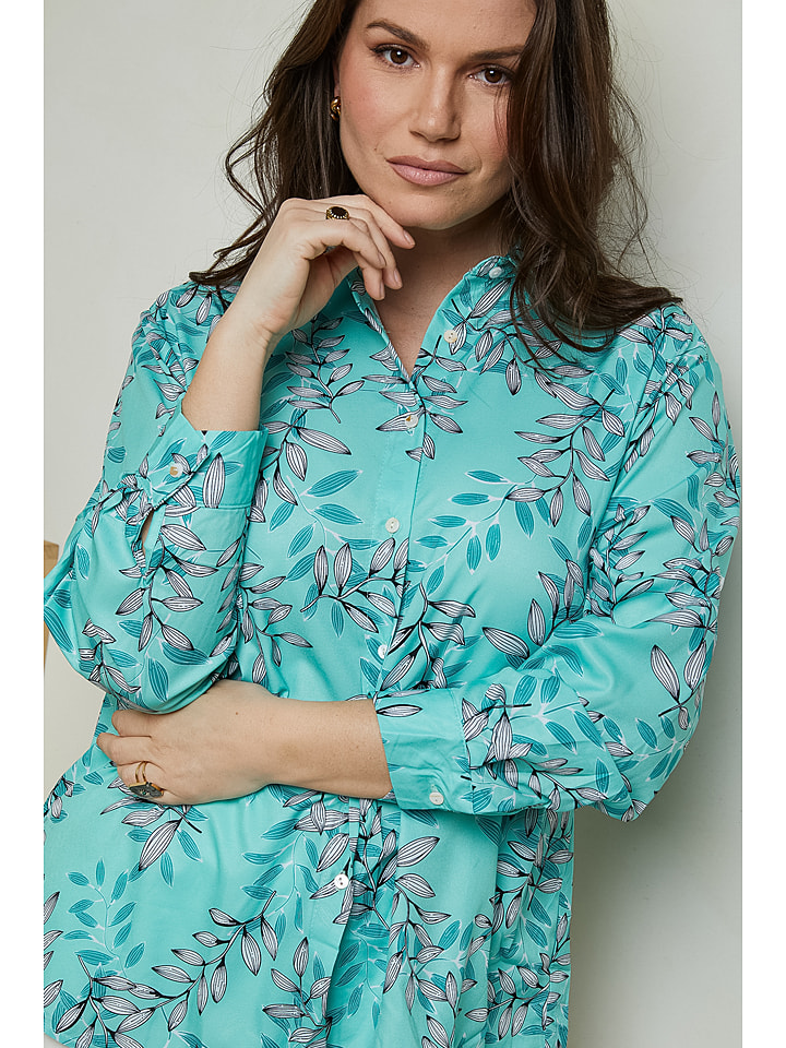 Curvy Lady Hemd in Türkis günstig kaufen