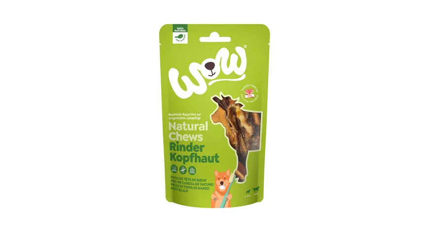 WOW Hundesnack Natural Chews Rinderkopfhaut 350 g