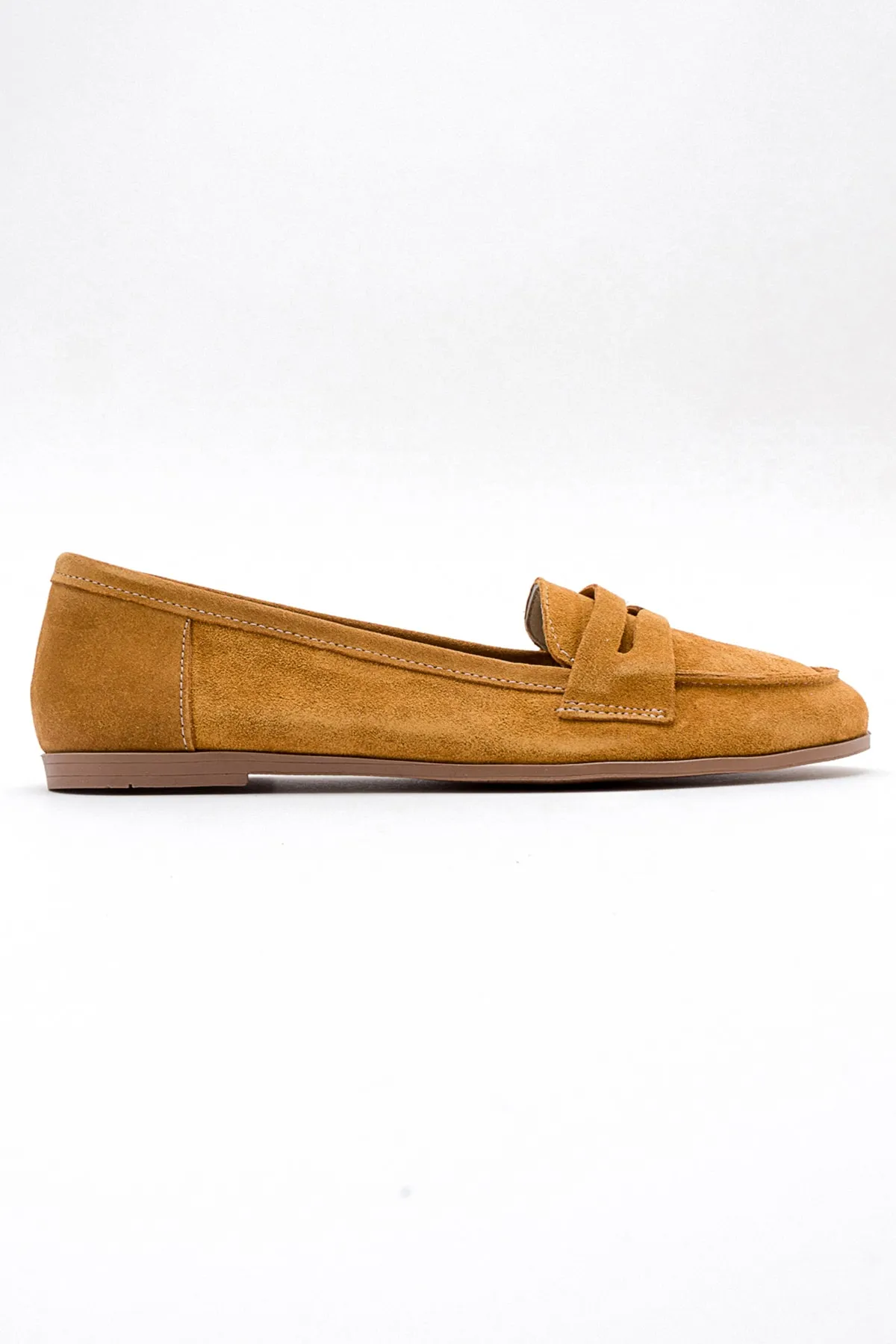LuviShoes  F02 Damen-Ballerinas aus senffarbenem Wildleder