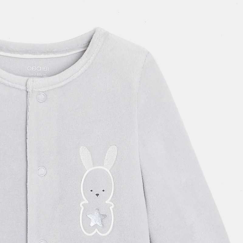 Dors-bien velours (lot de 2) gris naissance