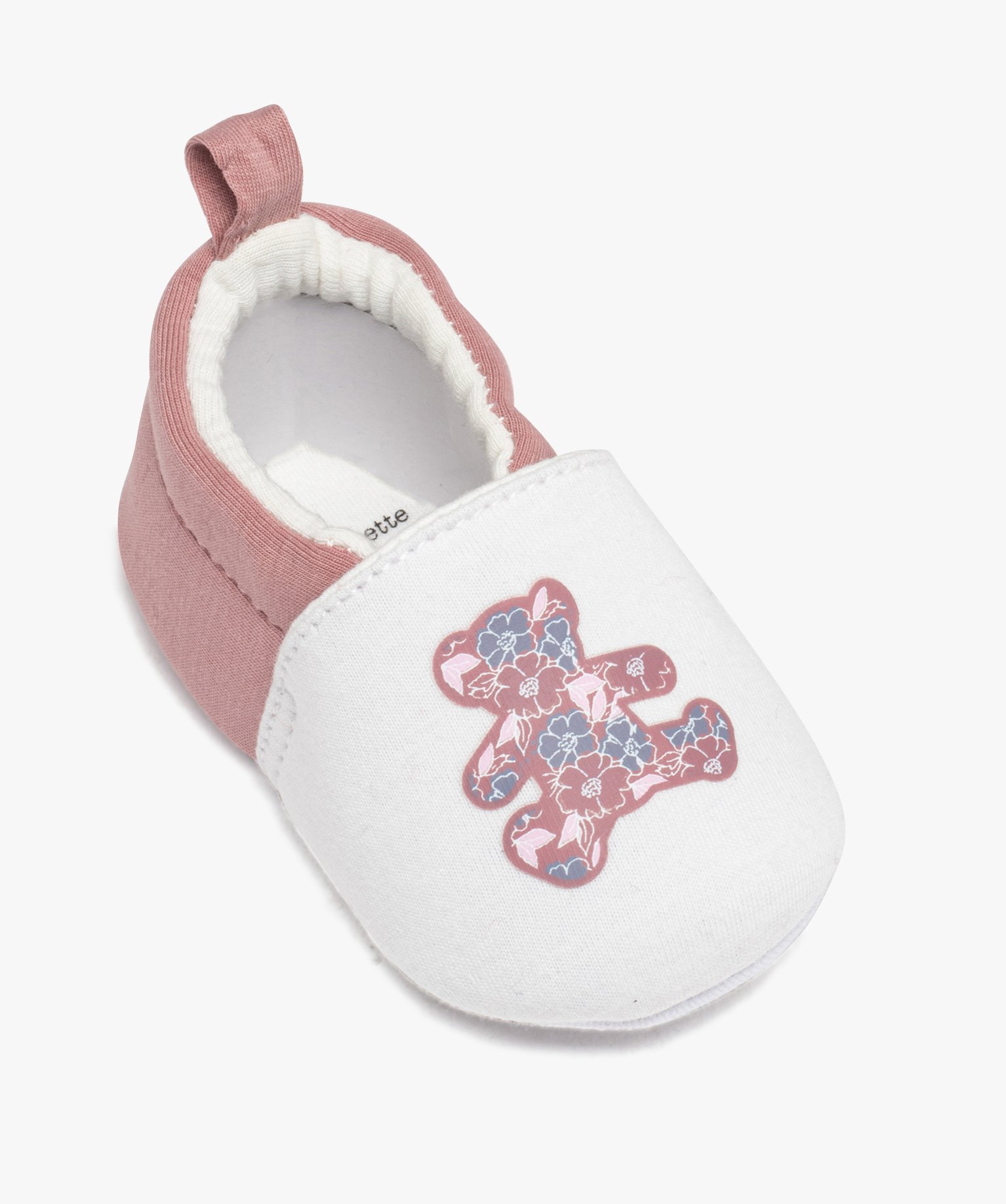 Chaussons de naissance bébé fille en jersey avec ourson im... blanc | GEMO