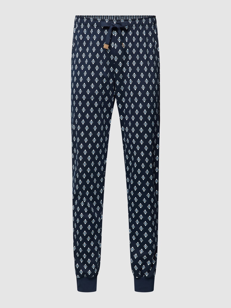 Pyjama-Hose mit Allover-Muster in dunkelblau