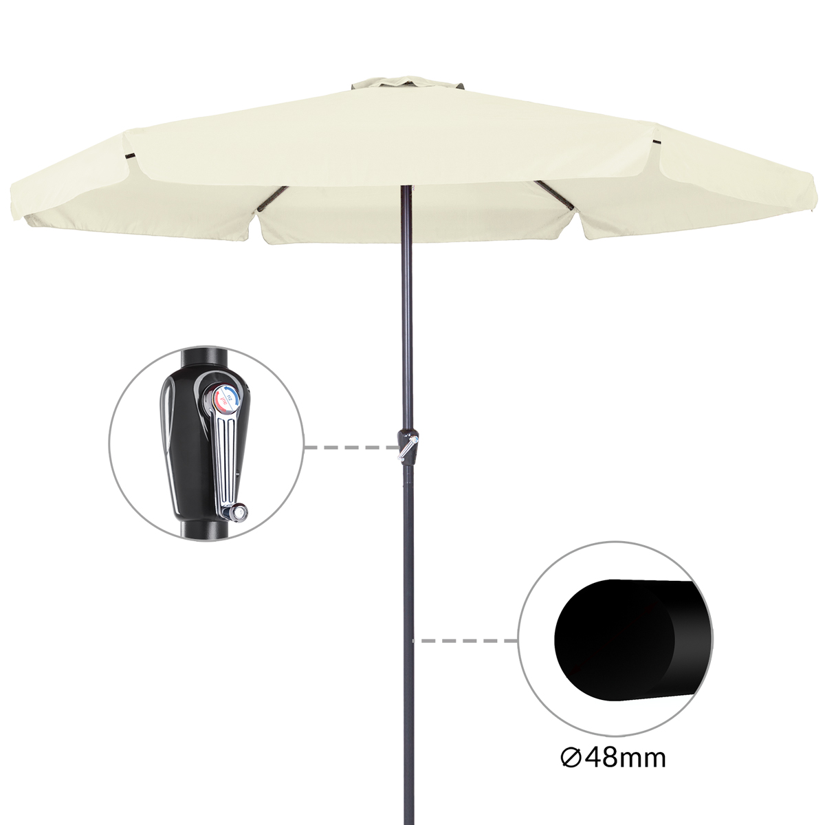 Kingsleeve Sonnenschirm Beige Alu Ø330cm
