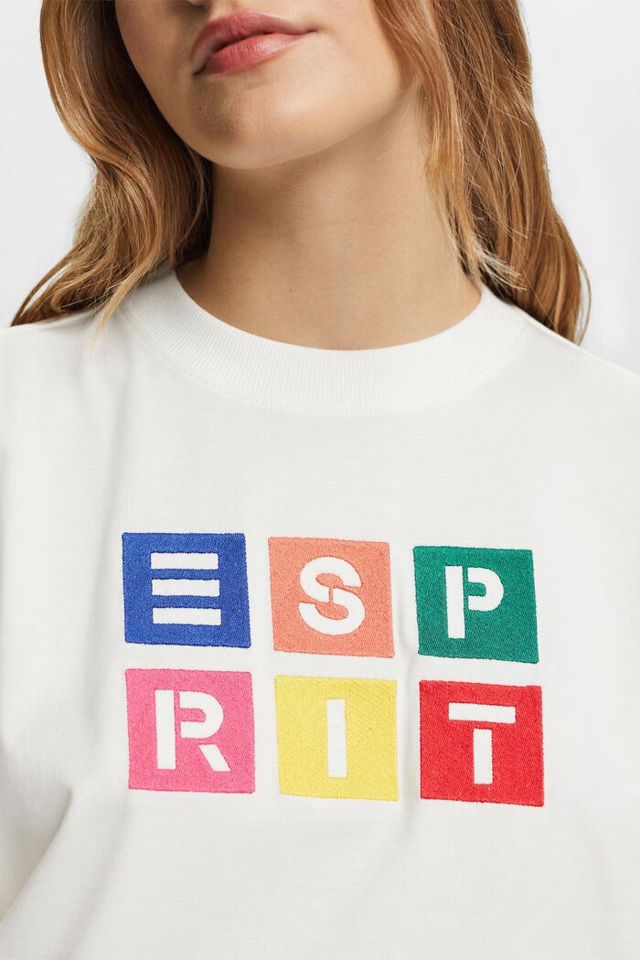 Baumwoll-T-Shirt mit Logostickerei