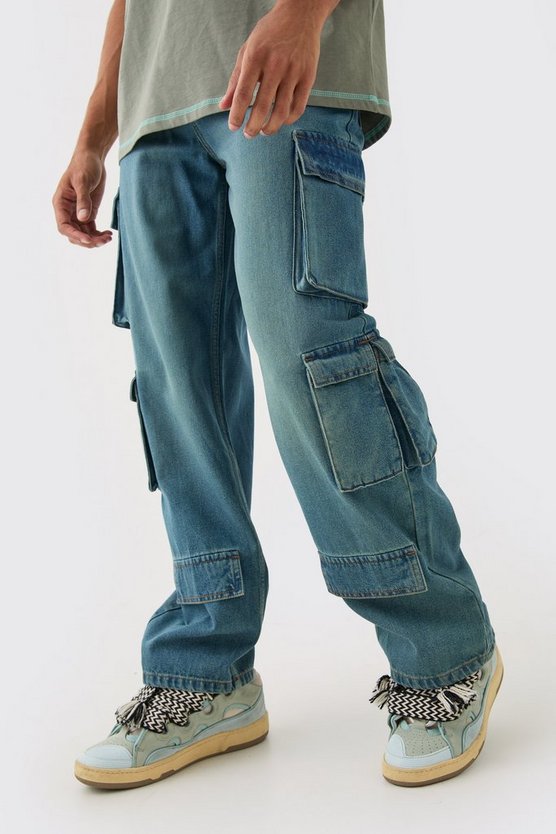 Lockere Jeans mit Cargo-Taschen