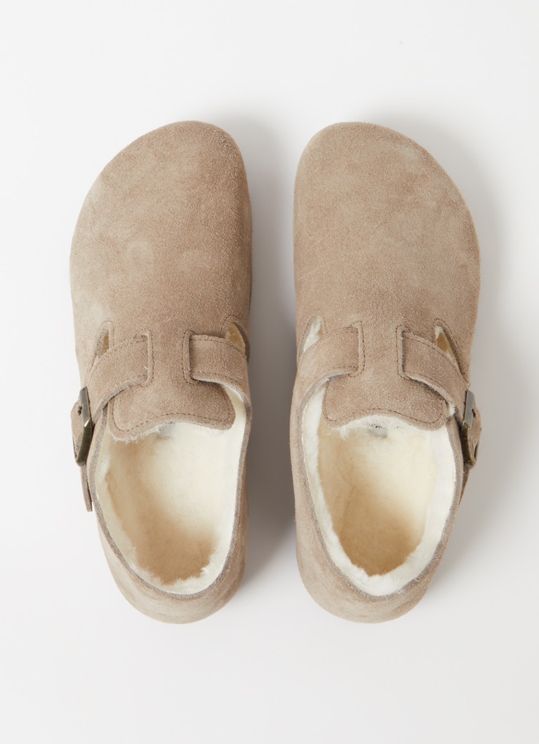 „Birkenstock Boston Shearling“ įmaunami batai iš zomšos ir ėriuko vilnos