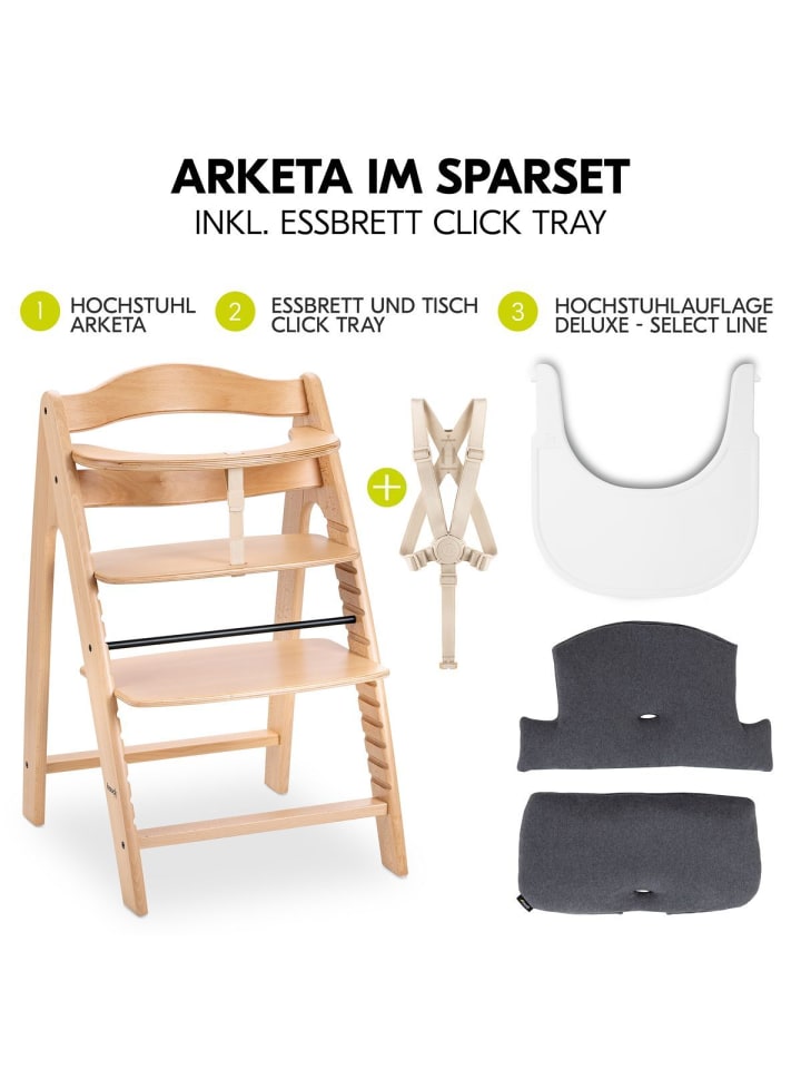 Hauck Hochstuhl Arketa Beech - im Sparset inkl. in braun,grau günstig kaufen onesize