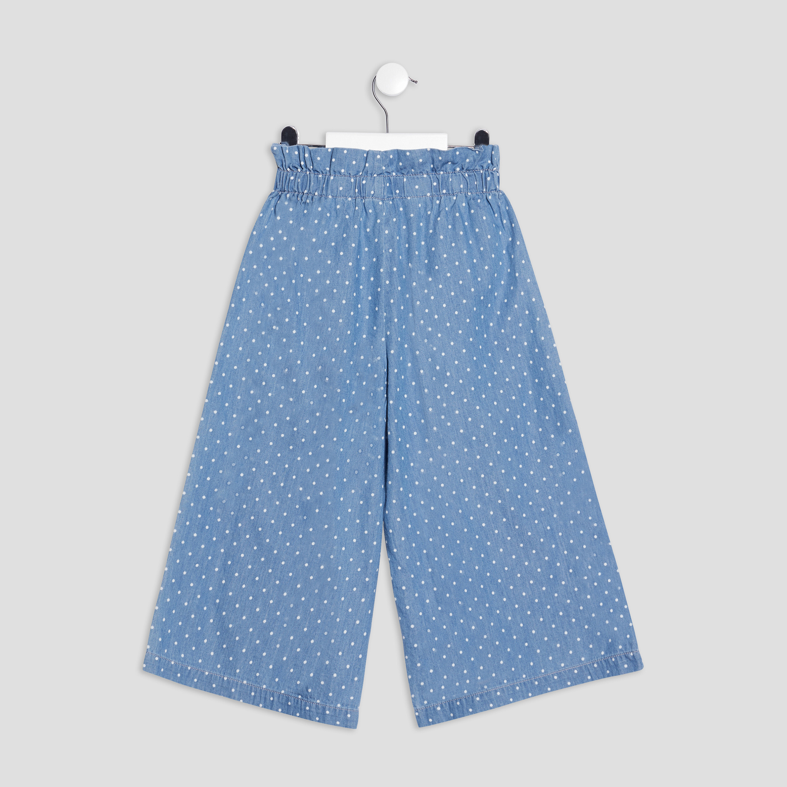 Pantalon large taille haute denim double stone fille | La Halle