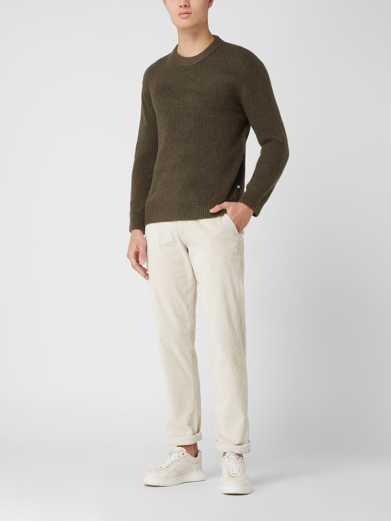 Pullover mit Woll-Anteil Modell 'Unid' in taupe