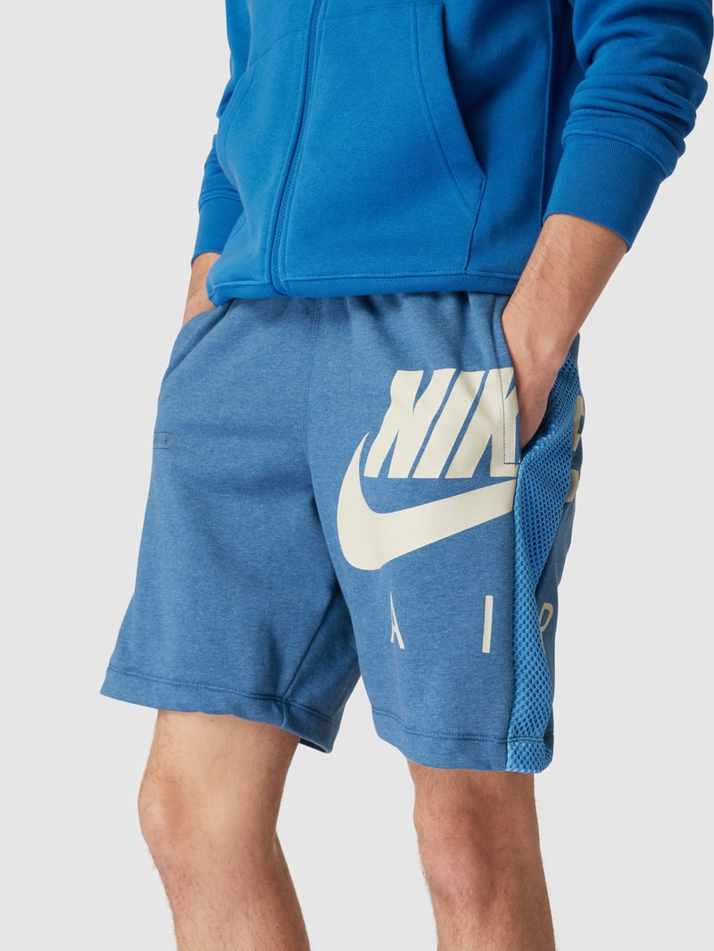 Sweatshorts mit Label-Print in blau