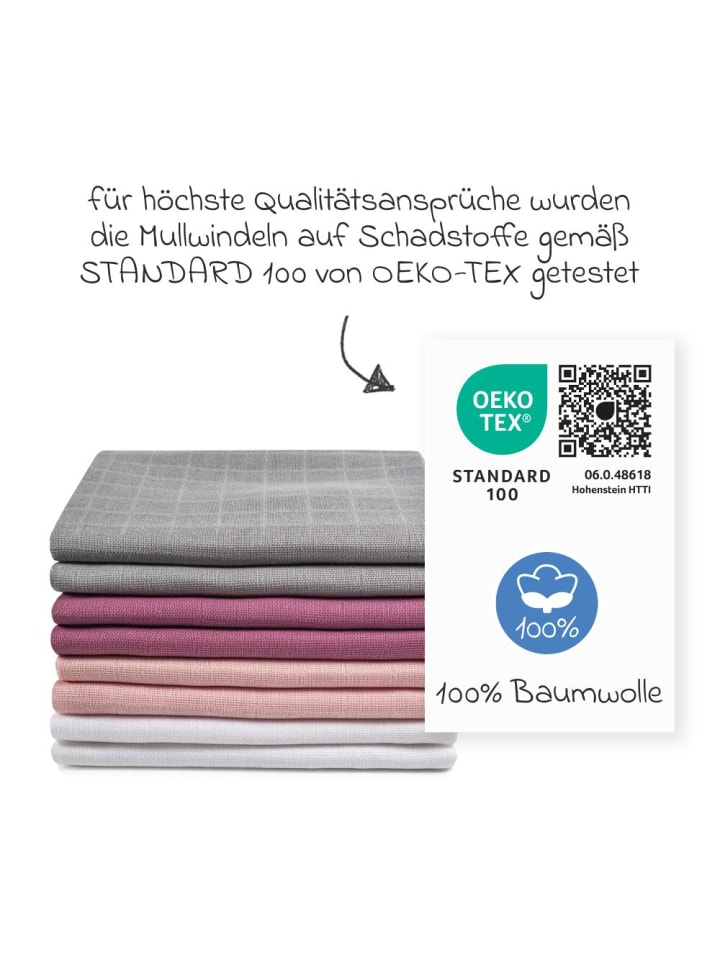 Makian Mullwindel / Mulltuch 8er Pack 80 x 80 cm - Orchidee in rosa,lila günstig kaufen onesize