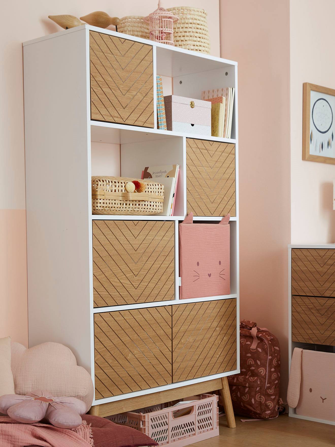 Vertbaudet Kinderzimmer Regal CHEVRONS - weiß/natur