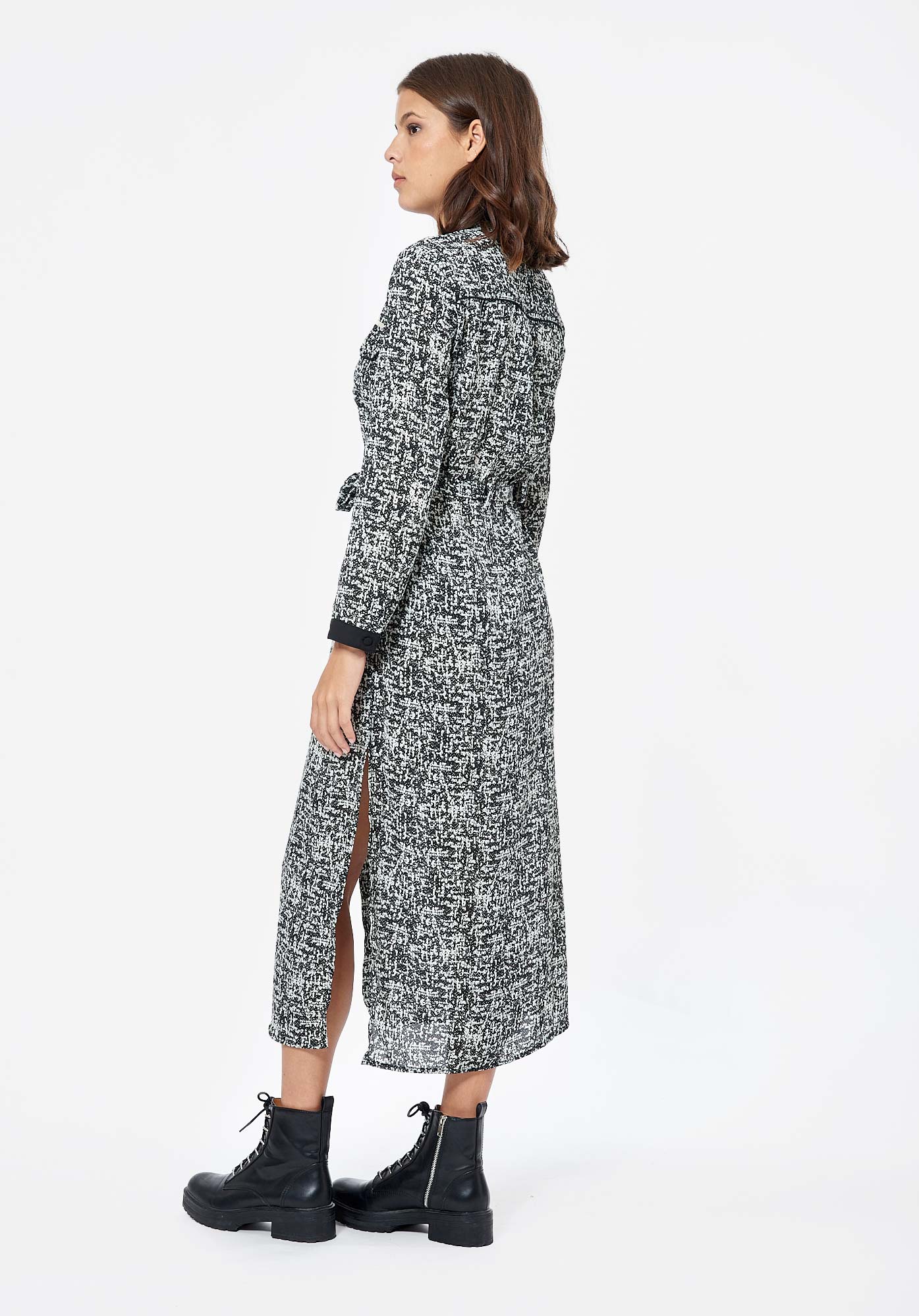NEEM   Robe longue noire et blanche Femme