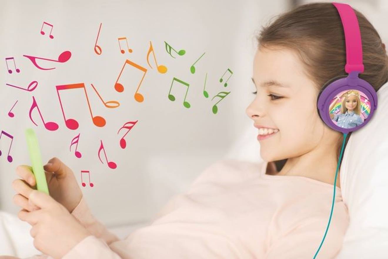 Casque stéréo filaire pliable pour enfants avec limitation de volume d'écoute Barbie rose