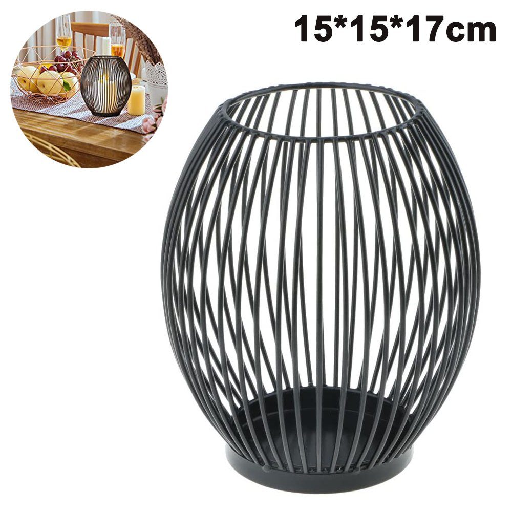 Einemgeld Kerzenständer Oval Kerzenständer Schwarz Metall, 17*15*15cm, Moderner Kerzenhalter (1 Metallrahmen), Hergestellt aus Metall
