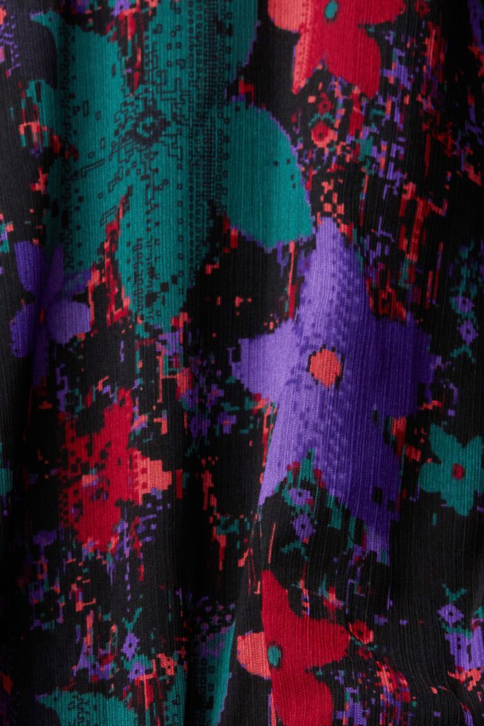 Gemustertes Chiffonkleid mit gesmokter Taille