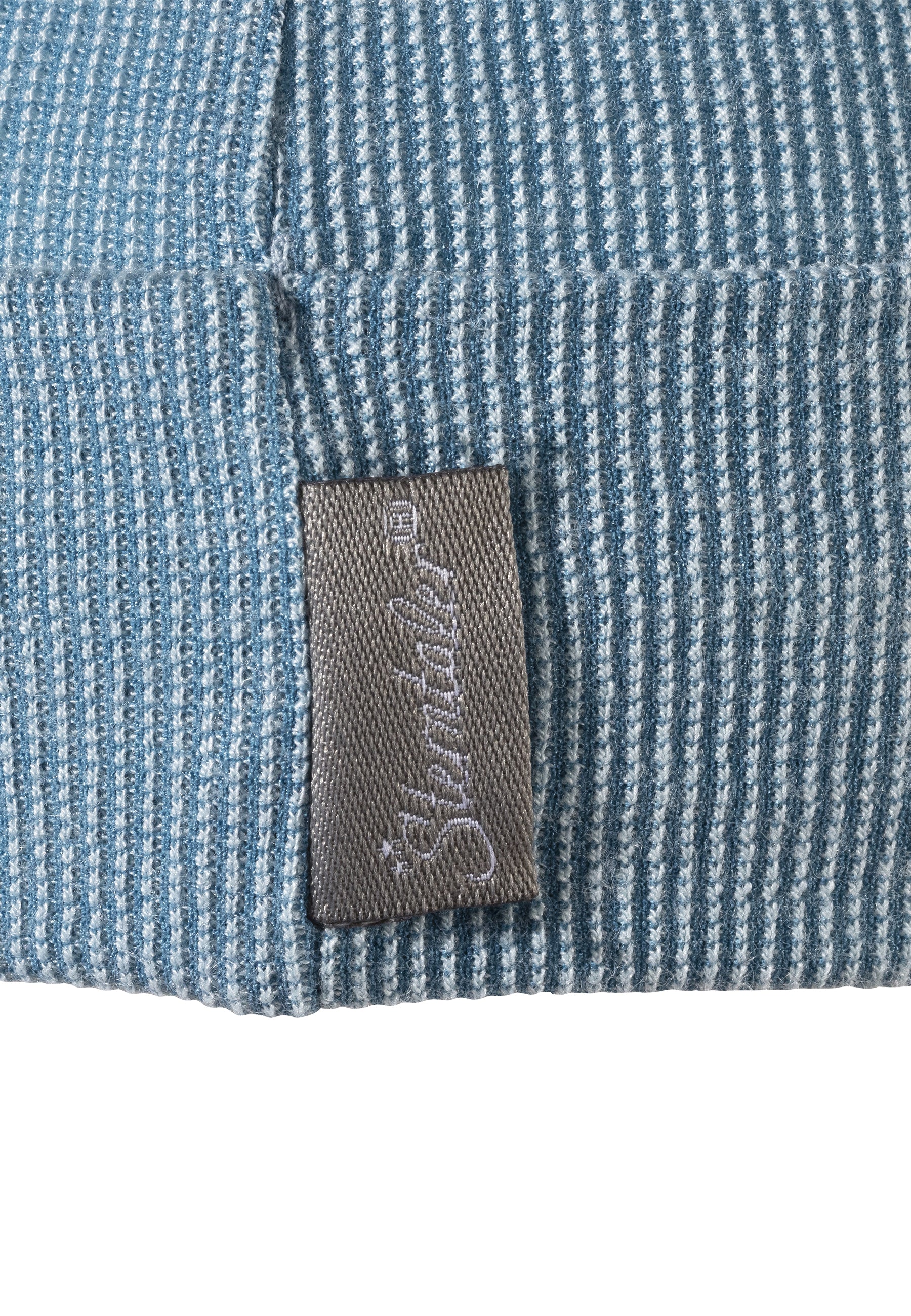 Beanie mit Öhrchen in feinem Rippenmuster in graublau