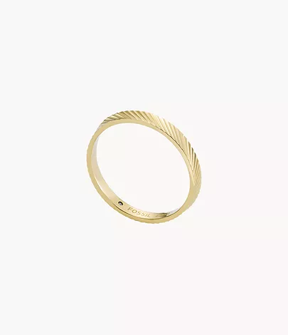 Fossil Ring Harlow Linear Texture Edelstahl goldfarben