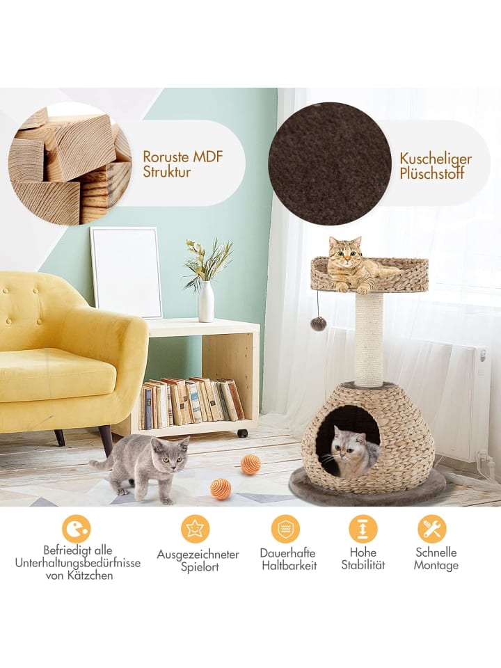 COSTWAY Katzenbaum mit Höhle in Braun günstig kaufen onesize