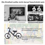HOMCOM Kinder Laufrad, Lauflernrad, Kinderfahrrad, 2-in-1, Kinderrad mit Stützrädern und Pedalen, 2-5 Jahre, Sitzhöhenverstellbar, PP, Schwarz, 85 x B36 x H54 cm