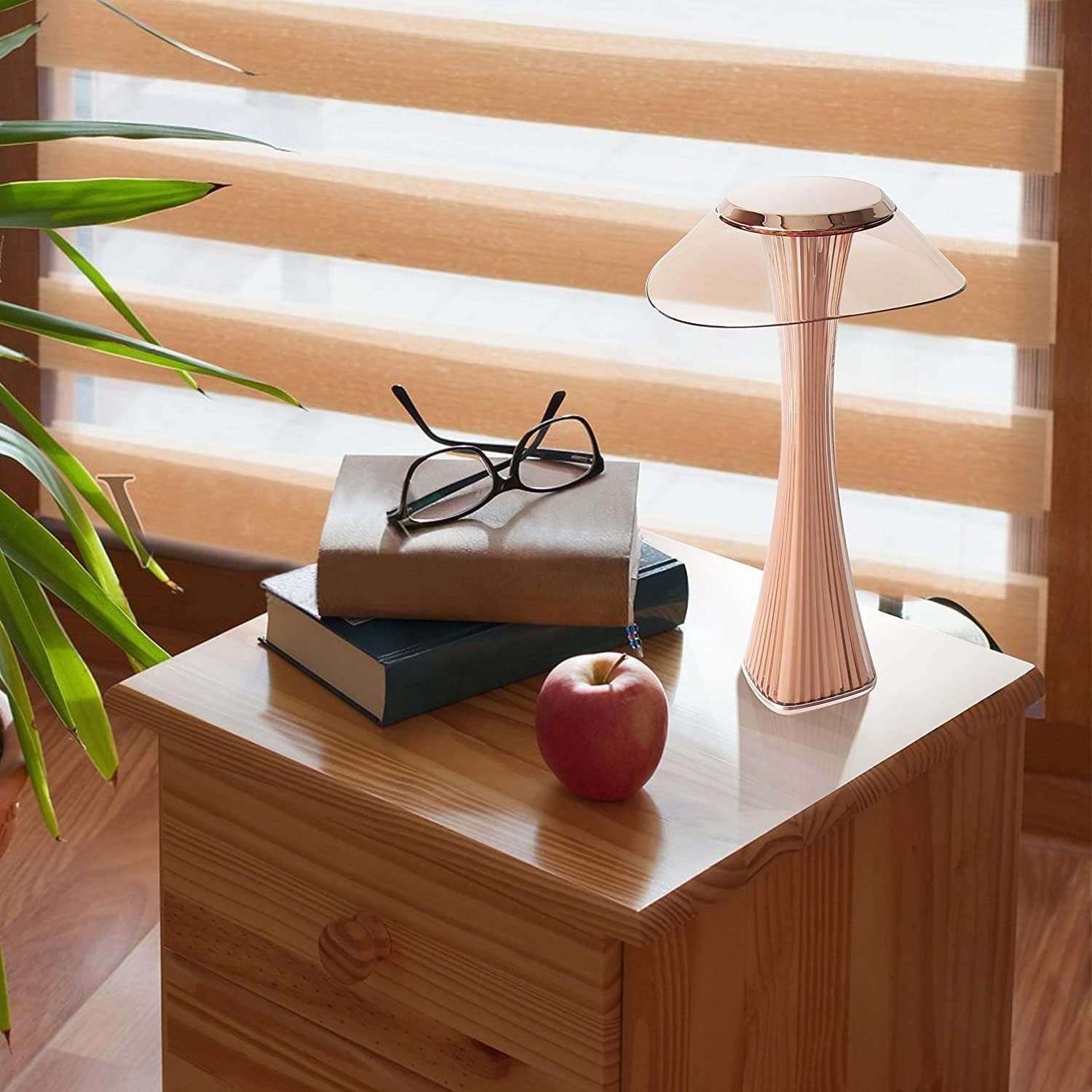 Bedee LED Nachttischlampe LED Tischlampe Dimmbar Tischleuchte Modern mit 3 Helligkeitsstufen USB, Tischlampen, LED fest integriert, Warmweiß, Touch Dimmbar mit Akku Tischleuchte Innen/Aussen Beleuchtung