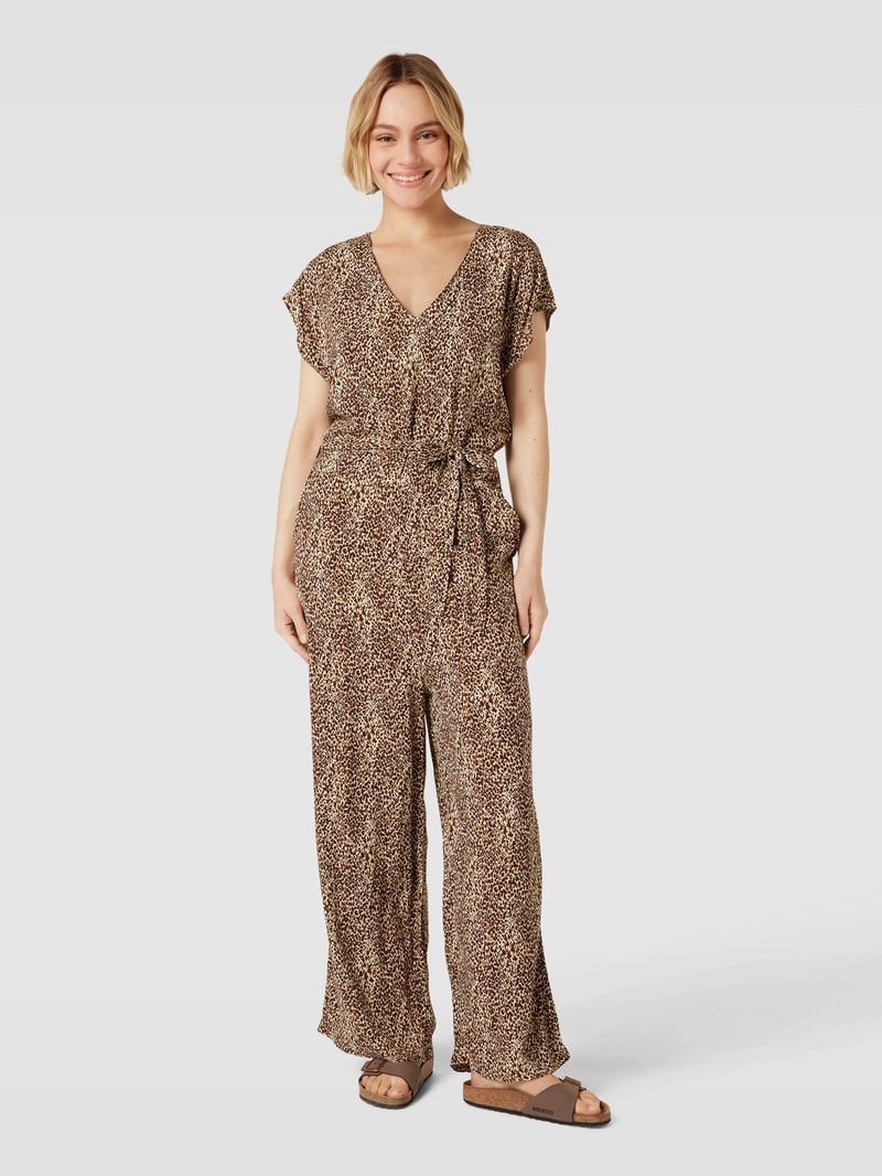 Jumpsuit aus reiner Viskose mit Animal-Print Modell 'Joella' in schwarz