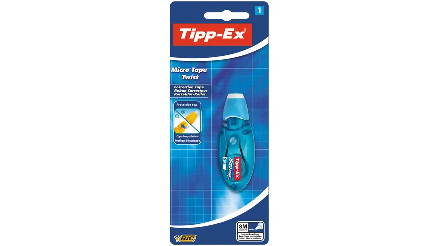 Tipp-Ex Micro Tape Twist Korrekturroller 8 m x 5 mm - rosa oder blaues Gehäuse, 1er Pack 8 m