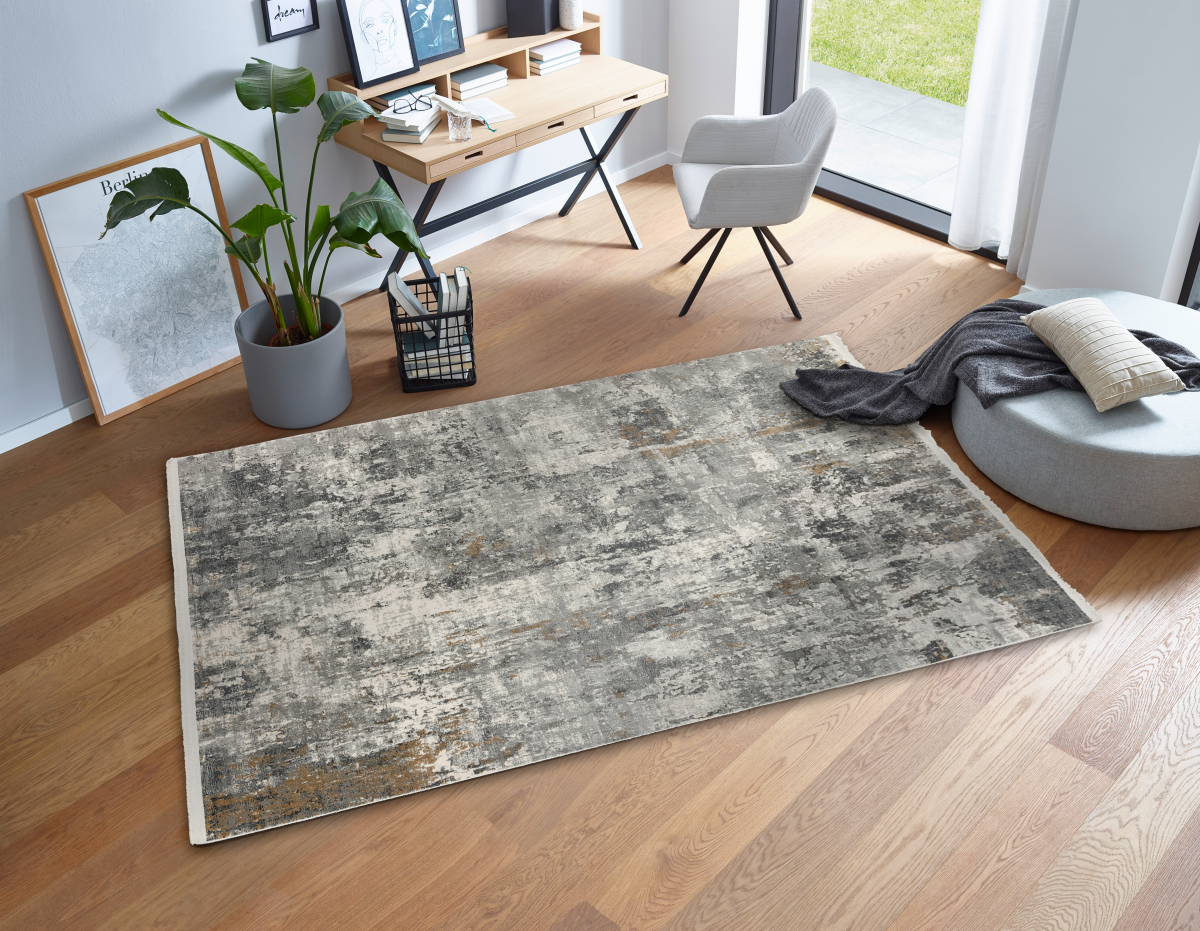 Webteppich Positano Anthrazit-Creme 160 x 230 cm