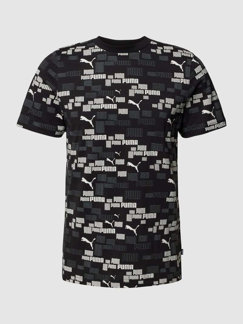 T-Shirt mit Allover-Logo-Print in schwarz