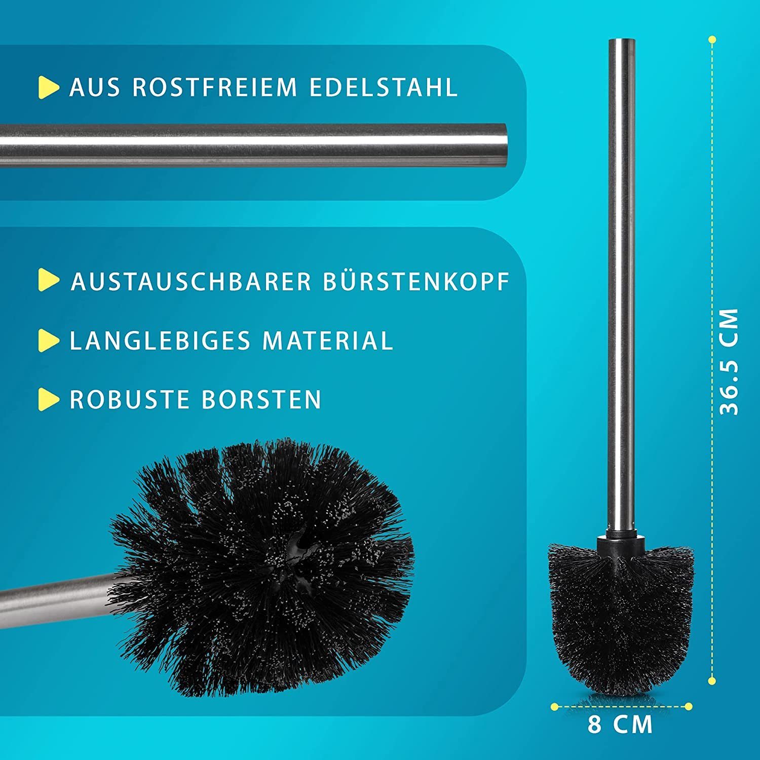 ROXUS WC-Reinigungsbürste Toilettenbürste, WC Bürsten Set, Reinigungsbürsten, jedes Badezimmer, (Spar-Set, 12-tlg., 12 teilig), auswechselbar, rostfrei