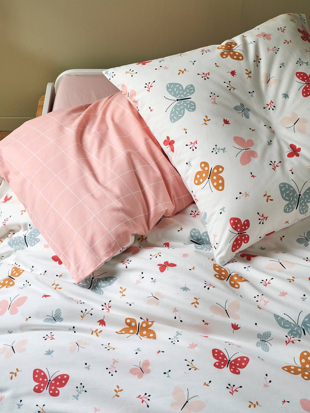 Vertbaudet Kinder Bettwäsche-Set SCHMETTERLINGE Oeko-Tex - rosa