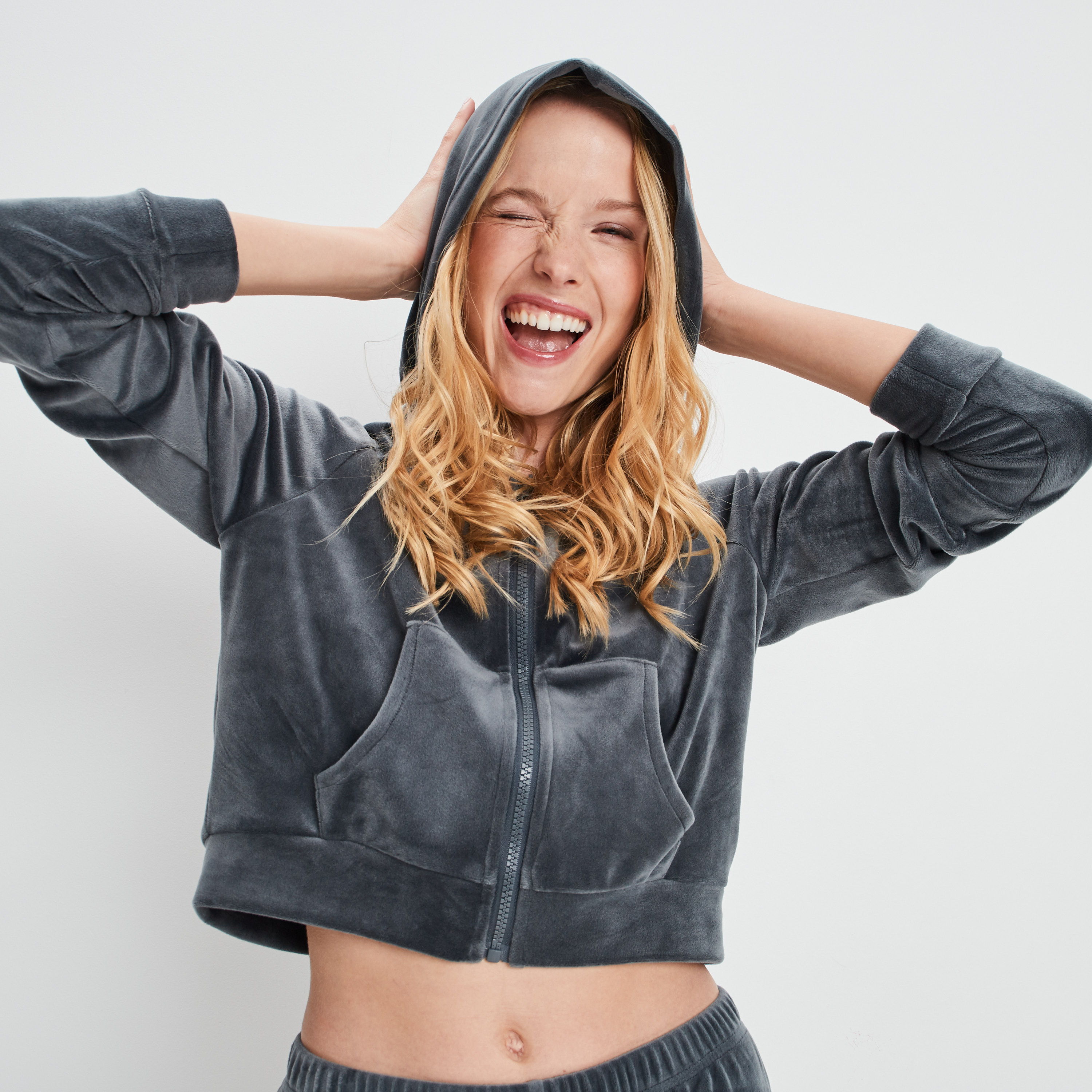 Veste de pyjama à capuche gris foncé femme | La Halle