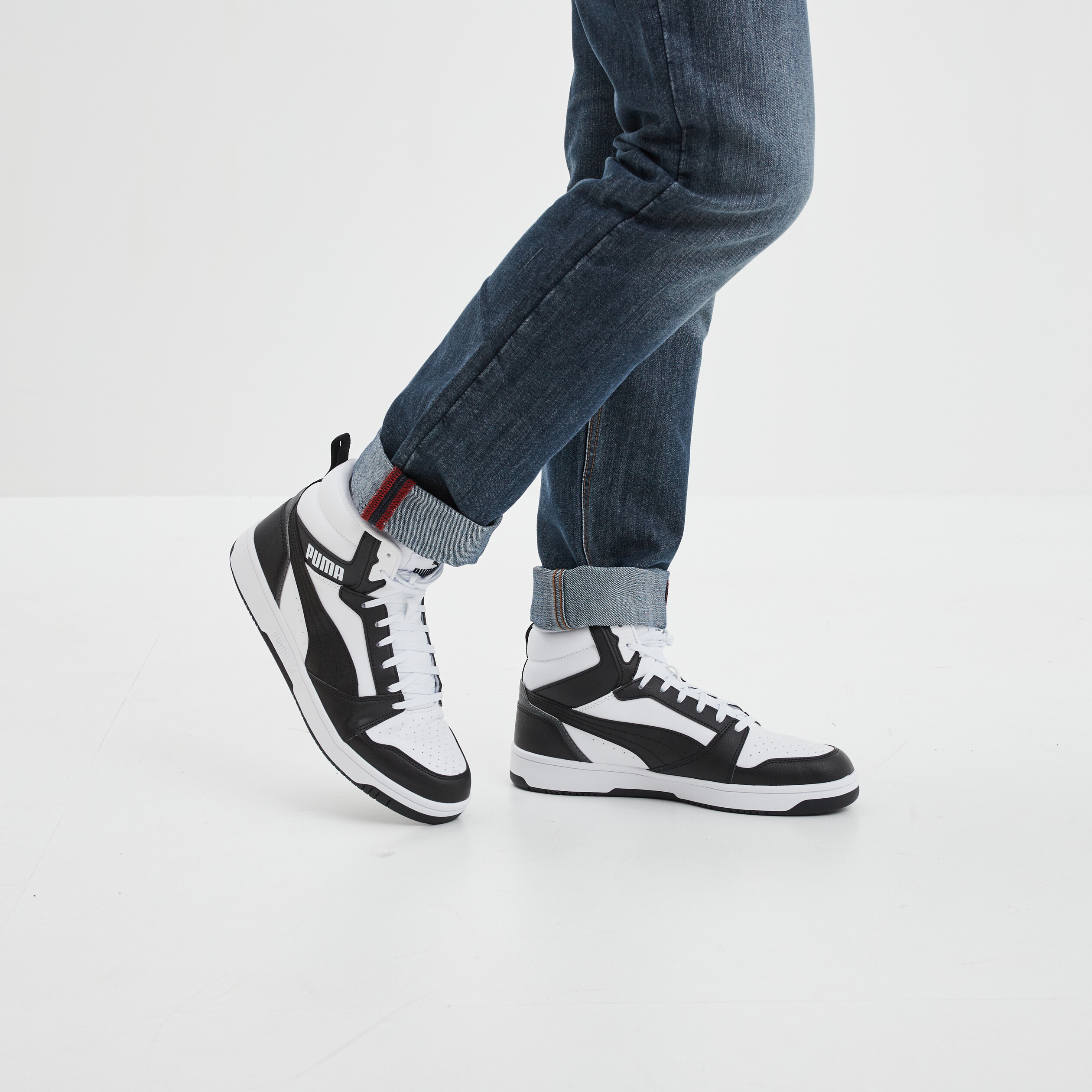 Baskets montantes à lacets Puma Rebound noir homme | La Halle