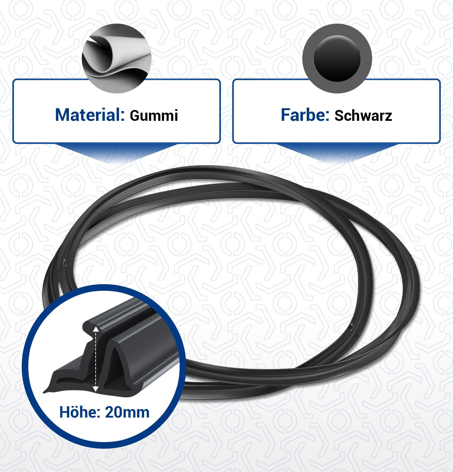 Amica Dichtungsband Türdichtung Dichtung Tür 8066308, (1-St), rundum mit 4 Haken für Backofen Herd