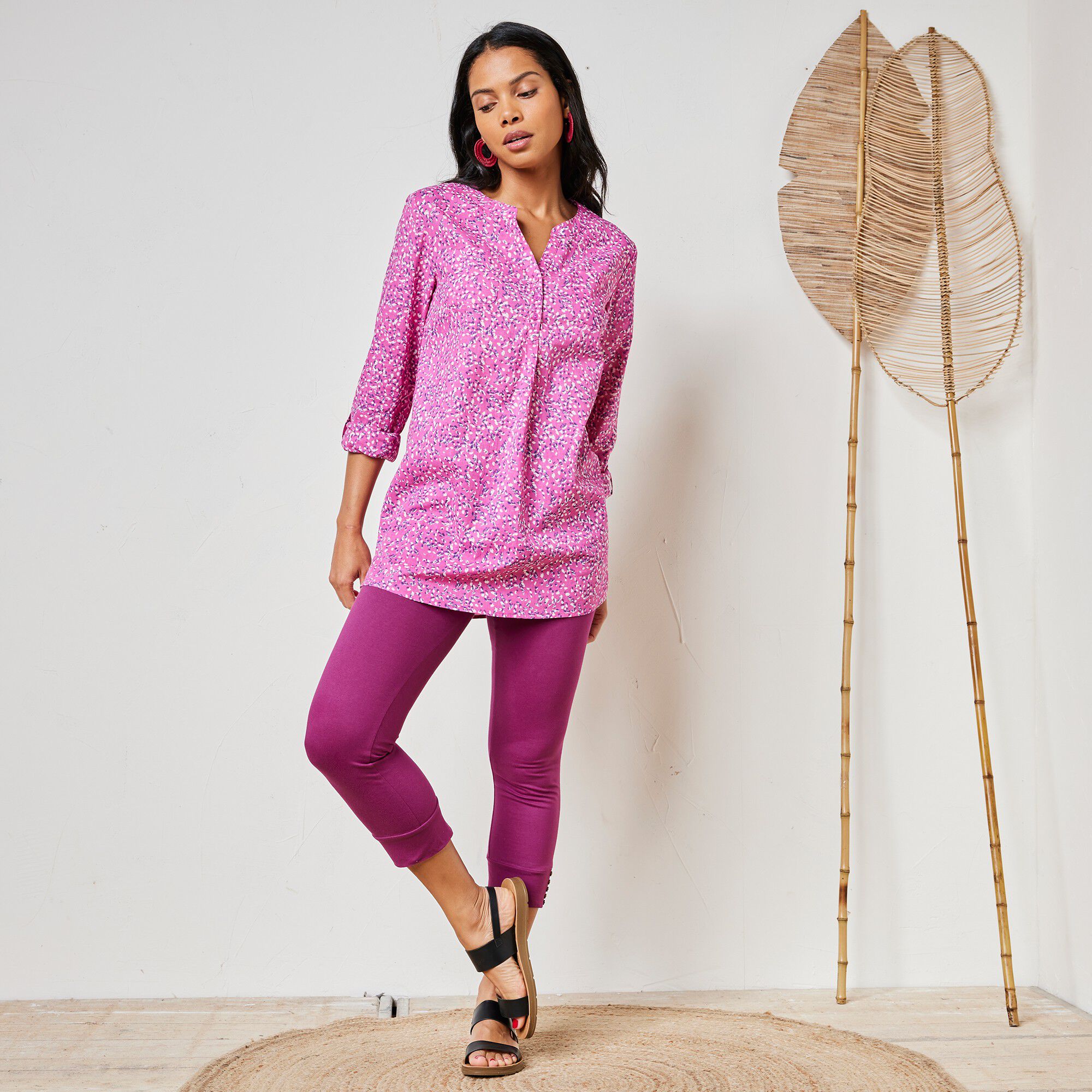 Legging 3/4, bas boutonné