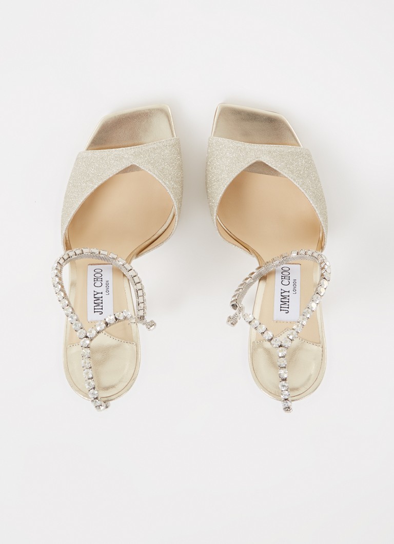 Sandale Jimmy Choo SAEDA 100 cu sclipici pudrat