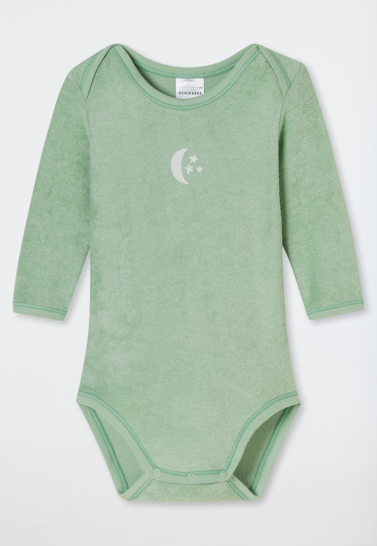 Babybody langarm unisex Frottee Modal Mond hellgrün - Natural Love