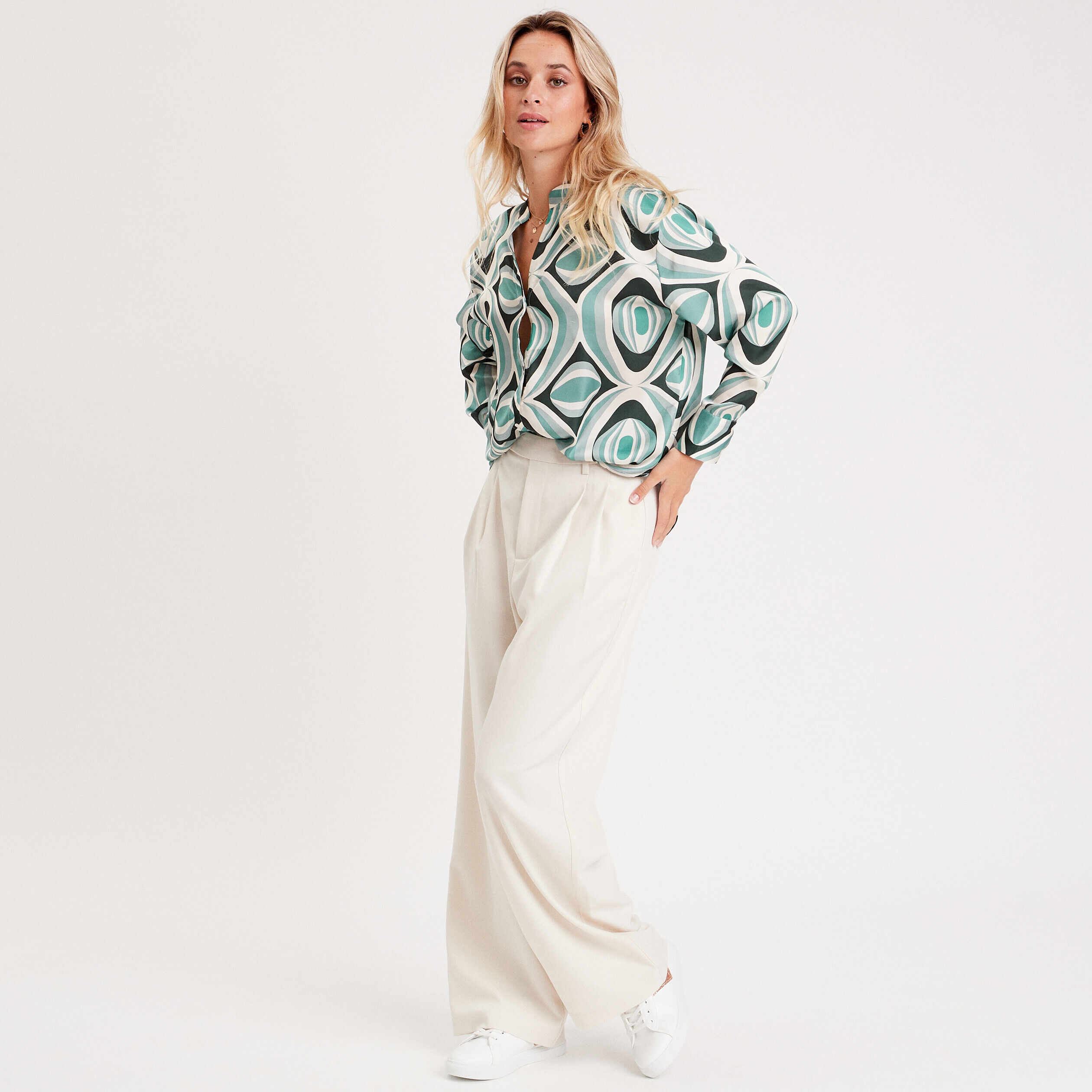 Chemise manches longues vert femme | Cache Cache